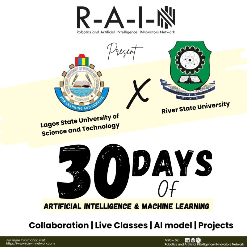 Official poster for the RAIN 30 Days of AI and Machine Learning program
